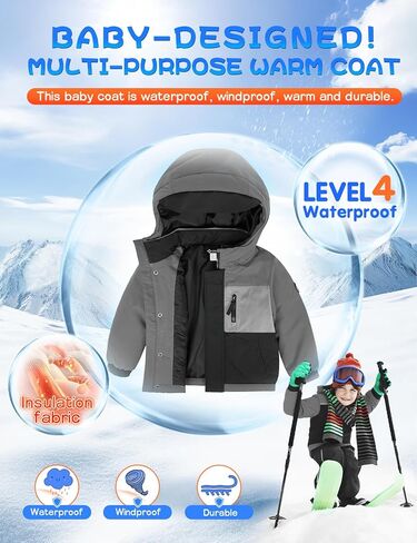 Gemyse Toddler Boys Winter Coat Jacket Ski Snow Jacket مع غطاء محرك السيارة in Saudi Arabia