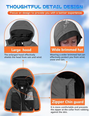Gemyse Toddler Boys Winter Coat Jacket Ski Snow Jacket مع غطاء محرك السيارة in Saudi Arabia