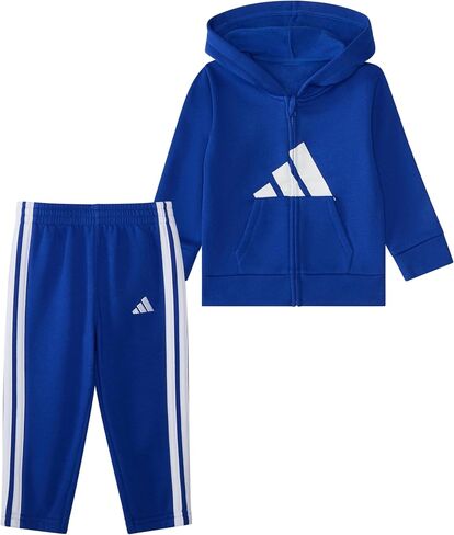 Adidas Baby-Poys 2 قطعة طويلة الأكمام الأساسية كبيرة الشعار جاكيت فوليس ومجموعة الركض in Saudi Arabia