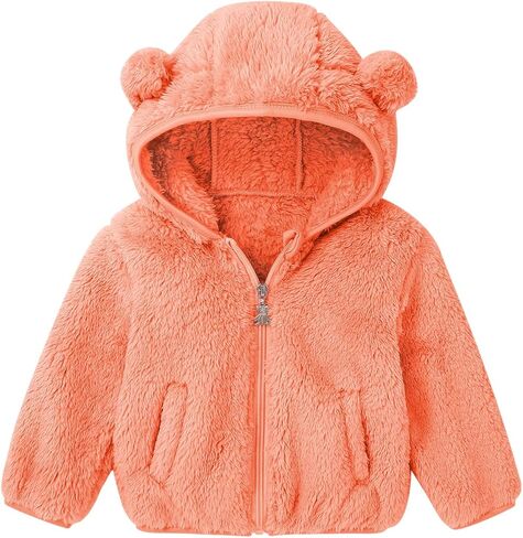 Baby Toddler Boys Girls Fleece Jacket with Hood Zip Up Cute Bear Coats for Infant Boys Girls Fuzzy Jacket with Ear 1-5T in Kuwait