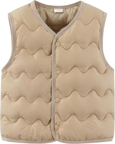 AIWUHE Toddler Puffer Vest Boys Girls Down Vest Warm Winter Jacket Lightweight Sleeveless Buttons Coat 18M-7Y in Saudi Arabia