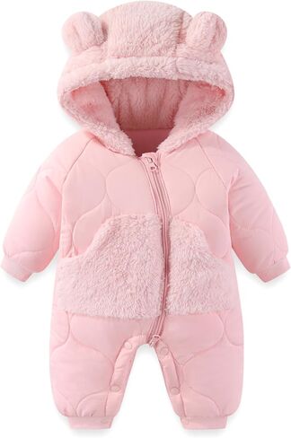 Jiamy Baby Snowsuit Newborn Winter Calk Coat Romper Hindproof Fleece Hat Zipper Bear Bear Outfit in Saudi Arabia