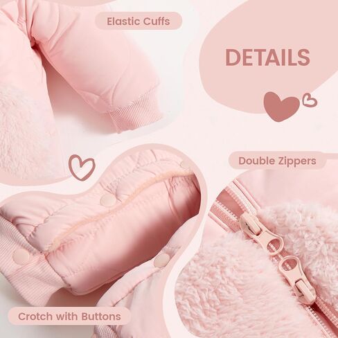 Jiamy Baby Snowsuit Newborn Winter Calk Coat Romper Hindproof Fleece Hat Zipper Bear Bear Outfit in Saudi Arabia