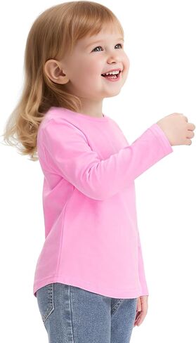 Witwot 3 Pack Toddler Girls Long Sleeve Dertts Soft Cotton Tees Baby Girl Crewneck Tops Basic Tops for 18M-5T in Saudi Arabia