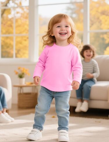 Witwot 3 Pack Toddler Girls Long Sleeve Dertts Soft Cotton Tees Baby Girl Crewneck Tops Basic Tops for 18M-5T in Saudi Arabia