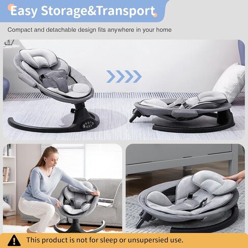 Larex Baby Swing Infant Infant Swing Electric Toddler Baby Rocker Portable for Newborn Boy Girl ، 5 سرعات Sway مع التحكم عن بعد ، 10 الألحان المسبقة والبلوتوث ، 0-6 أشهر كحد أقصى 20 رطلاً (أسود) in Kuwait