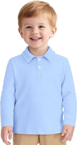 Toddler Boys Long Sleeve Polo Shirts School Uniform Dress Shirt Size18M-5T in Saudi Arabia
