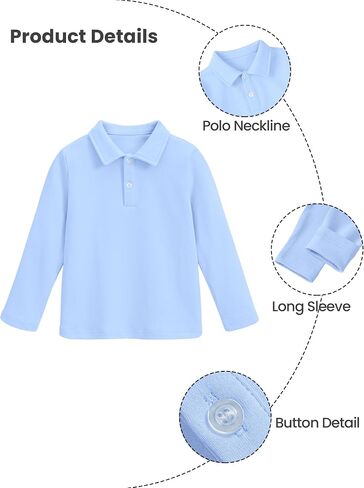 Toddler Boys Long Sleeve Polo Shirts School Uniform Dress Shirt Size18M-5T in Saudi Arabia