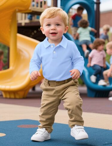 Toddler Boys Long Sleeve Polo Shirts School Uniform Dress Shirt Size18M-5T in Saudi Arabia