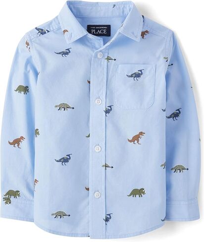 The Children's Place Baby Boys' and Toddler Long Sleeve Cotton Poplin Button Up Shirt in Saudi Arabia