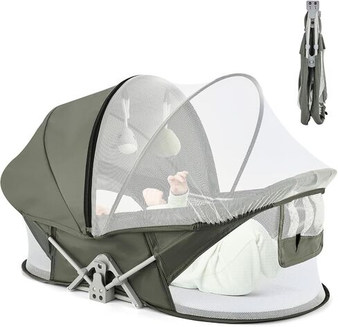 Portable Baby Bassinet Travel Baby Bed, Baby Cribs Travel Pod for Outdoors Baby Lounger Infant Travel Bed with Mosquito Net and Sunshade Canopy, Lightweight Washable in Saudi Arabia