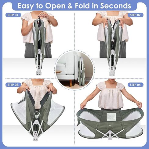 Portable Baby Bassinet Travel Baby Bed, Baby Cribs Travel Pod for Outdoors Baby Lounger Infant Travel Bed with Mosquito Net and Sunshade Canopy, Lightweight Washable in Saudi Arabia