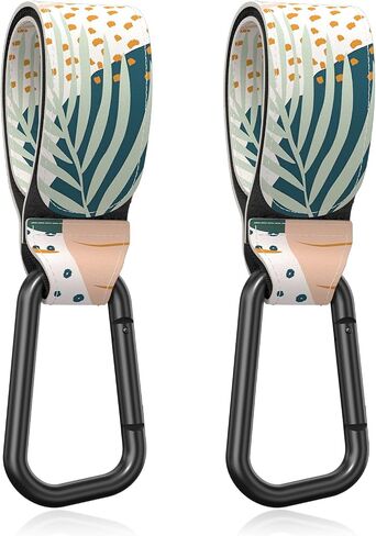 Baby Stroller Hooks for Hanging Bags, Universal Stroller Clips Accessories, Mommy Hook for Diaper Bag, Shopping Cart, Purse, Backpack - 2 Pack, Abstract Leaf in Kuwait