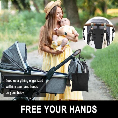 Baby Stroller Hooks for Hanging Bags, Universal Stroller Clips Accessories, Mommy Hook for Diaper Bag, Shopping Cart, Purse, Backpack - 2 Pack, Abstract Leaf in Kuwait
