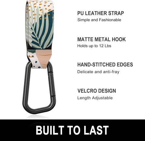 Baby Stroller Hooks for Hanging Bags, Universal Stroller Clips Accessories, Mommy Hook for Diaper Bag, Shopping Cart, Purse, Backpack - 2 Pack, Abstract Leaf in Kuwait