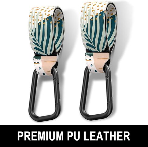 Baby Stroller Hooks for Hanging Bags, Universal Stroller Clips Accessories, Mommy Hook for Diaper Bag, Shopping Cart, Purse, Backpack - 2 Pack, Abstract Leaf in Kuwait