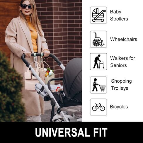 Baby Stroller Hooks for Hanging Bags, Universal Stroller Clips Accessories, Mommy Hook for Diaper Bag, Shopping Cart, Purse, Backpack - 2 Pack, Abstract Leaf in Kuwait