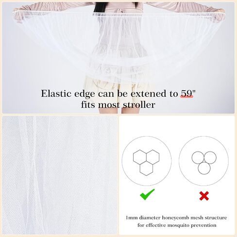 Baby Mosquito Net for Stroller, Perfect Bug Net for Stroller/Bassinets/Cradles/Playards/Pack N Plays and Portable Mini Crib, Durable Baby Insect Netting, White in Kuwait