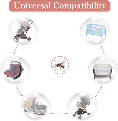 Baby Mosquito Net for Stroller, Perfect Bug Net for Stroller/Bassinets/Cradles/Playards/Pack N Plays and Portable Mini Crib, Durable Baby Insect Netting, White in Kuwait