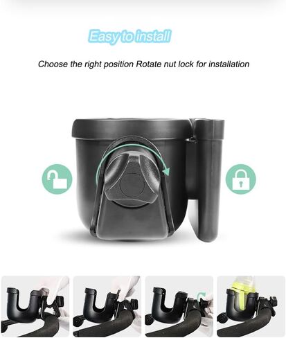 2-in-1 Stroller Cup Holder & Phone Holder,Water Bottle Holder,Cup & Phone Holder for Bike,Wheelchair,Motorcycle,Electric Scooter,Golf Cart in Saudi Arabia