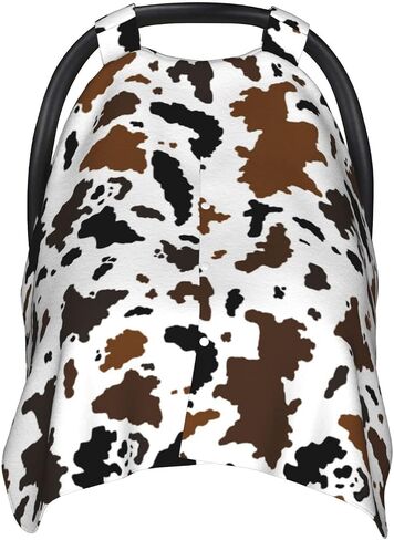 Brown Black Cow Skin Baby Car Seat Canopy Cover Multi Use Nursing Cover for Newborn Car Seat Canopy Mom Nursing Breastfeeding Covers Newborn Shower Gift in Saudi Arabia