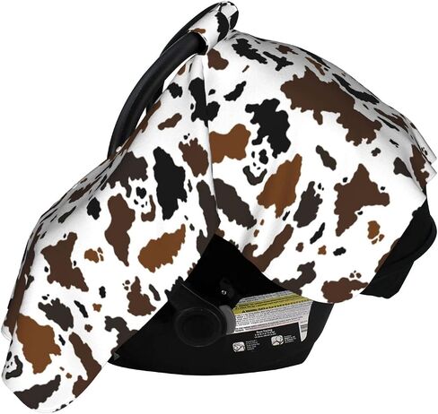Brown Black Cow Skin Baby Car Seat Canopy Cover Multi Use Nursing Cover for Newborn Car Seat Canopy Mom Nursing Breastfeeding Covers Newborn Shower Gift in Saudi Arabia