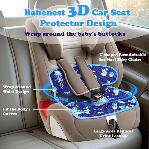 Babenest Car Car Potty Protector Cover -بطانة التدريب على ماء مقعد للسيارات للأطفال والطفل ، وسادة بول جافة مع تصاميم ممتعة للعربة المتجددة ومقاعد السيارات الرضع (2pcs الحوت الأزرق) in Kuwait