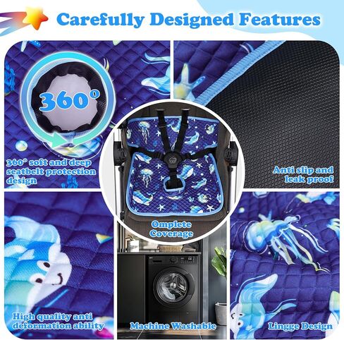 Babenest Car Car Potty Protector Cover -بطانة التدريب على ماء مقعد للسيارات للأطفال والطفل ، وسادة بول جافة مع تصاميم ممتعة للعربة المتجددة ومقاعد السيارات الرضع (2pcs الحوت الأزرق) in Kuwait