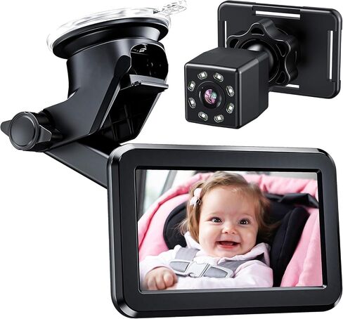 Itomoro Baby Car Mirror ، كاميرا سيارة للمقعد الخلفي مع عرض وظيفة HD Light Vision ، قوس مصاصة قابلة لإعادة الاستخدام ، منظر واسع ، أخف سجائر 12 فولت ، مراقبة تحرك الطفل بسهولة in Kuwait
