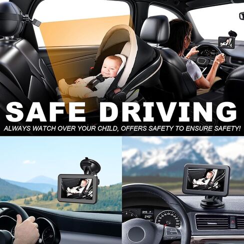 Itomoro Baby Car Mirror ، كاميرا سيارة للمقعد الخلفي مع عرض وظيفة HD Light Vision ، قوس مصاصة قابلة لإعادة الاستخدام ، منظر واسع ، أخف سجائر 12 فولت ، مراقبة تحرك الطفل بسهولة in Kuwait