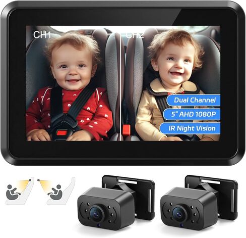 Itomoro Baby Car Mirror ، كاميرا سيارة للمقعد الخلفي مع عرض وظيفة HD Light Vision ، قوس مصاصة قابلة لإعادة الاستخدام ، منظر واسع ، أخف سجائر 12 فولت ، مراقبة تحرك الطفل بسهولة in Kuwait