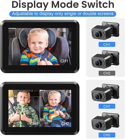 Itomoro Baby Car Mirror ، كاميرا سيارة للمقعد الخلفي مع عرض وظيفة HD Light Vision ، قوس مصاصة قابلة لإعادة الاستخدام ، منظر واسع ، أخف سجائر 12 فولت ، مراقبة تحرك الطفل بسهولة in Kuwait