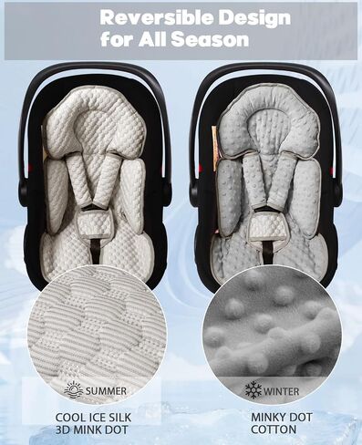Infant Car Seat Insert, Reversible Baby Carseat Cushion 2-in-1 for Newborns | Toddlers Head & Body Support Pad for Carseats, Strollers, Swings, Bouncers in Saudi Arabia
