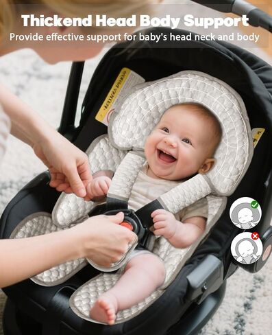 Infant Car Seat Insert, Reversible Baby Carseat Cushion 2-in-1 for Newborns | Toddlers Head & Body Support Pad for Carseats, Strollers, Swings, Bouncers in Saudi Arabia