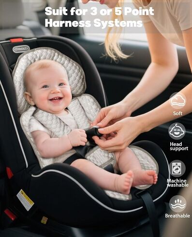 Infant Car Seat Insert, Reversible Baby Carseat Cushion 2-in-1 for Newborns | Toddlers Head & Body Support Pad for Carseats, Strollers, Swings, Bouncers in Saudi Arabia