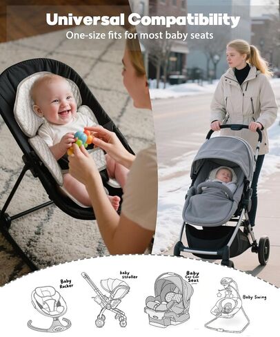 Infant Car Seat Insert, Reversible Baby Carseat Cushion 2-in-1 for Newborns | Toddlers Head & Body Support Pad for Carseats, Strollers, Swings, Bouncers in Saudi Arabia