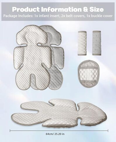 Infant Car Seat Insert, Reversible Baby Carseat Cushion 2-in-1 for Newborns | Toddlers Head & Body Support Pad for Carseats, Strollers, Swings, Bouncers in Saudi Arabia