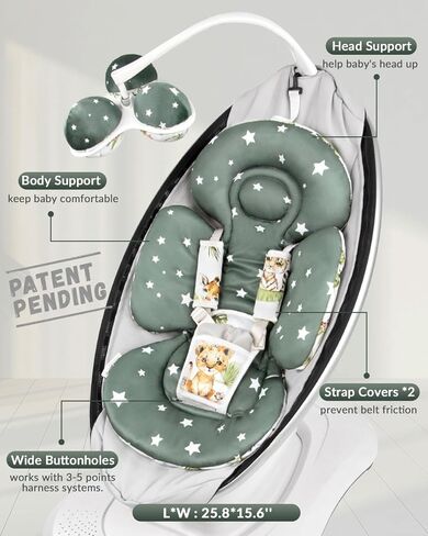 إدراج الرضيع متوافق مع 4MOMS MAMAROO SWAND و CARSEATER للرضع ، بما في ذلك 3 ألعاب بديلة ، إدراج حديثي الولادة القابل للانعكاس لتأرجح الأطفال ، عربة ، الحارس ، النسيج الناعم - الحيوانات in Kuwait