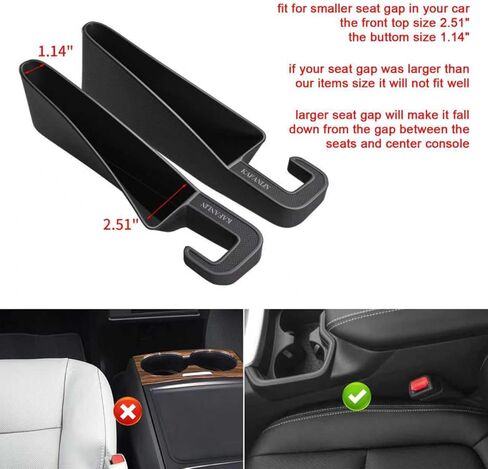 منظم حشو مقعد السيارة ، مجموعة سوداء من 2 حزمة بين إكسسوارات مقعد السيارة بين المقاعد الأمامية ، حشو الفجوة ، in Kuwait
