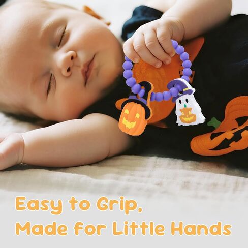 ألعاب Halloween Baby Beable Toys ، Pumpkin & Ghost Silicone Teether لمدة 3-12 شهرًا ، حلقة مضغ حسية محكم للأطفال الرضع والأطفال الصغار ، بوو سلة ، هدية لأول هالوين للطفل in Saudi Arabia