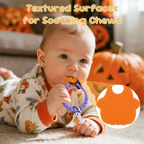 ألعاب Halloween Baby Beable Toys ، Pumpkin & Ghost Silicone Teether لمدة 3-12 شهرًا ، حلقة مضغ حسية محكم للأطفال الرضع والأطفال الصغار ، بوو سلة ، هدية لأول هالوين للطفل in Saudi Arabia