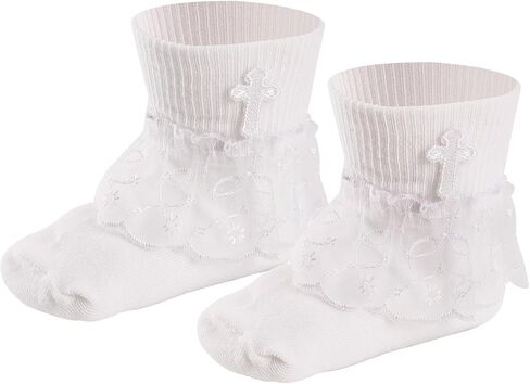 Rotel Baptism Socks for Baby Infant,White Newborn Christening Outfit Socks With Cross,Christening Dresses for Baby Girl Boy in Kuwait