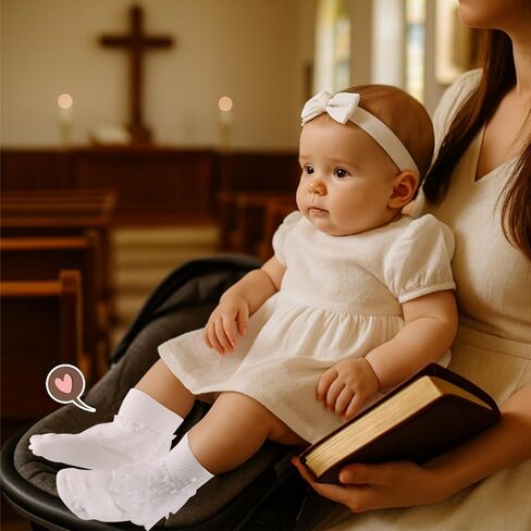 Rotel Baptism Socks for Baby Infant,White Newborn Christening Outfit Socks With Cross,Christening Dresses for Baby Girl Boy in Kuwait