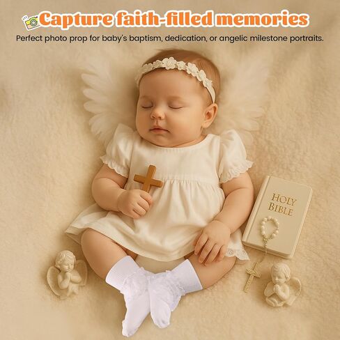 Rotel Baptism Socks for Baby Infant,White Newborn Christening Outfit Socks With Cross,Christening Dresses for Baby Girl Boy in Kuwait
