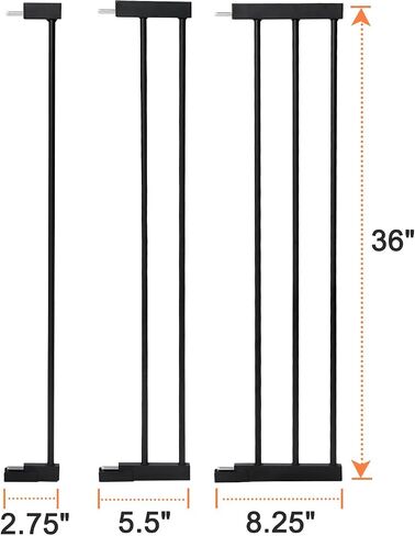 COMOMY 36" Tall Extentions for Pressure Mounted Pet Gate, 2.75", 5.5" and 8.25" Width Extensions, Only for COMOMY 36" Pet/Dog Gate, (Black) in Kuwait