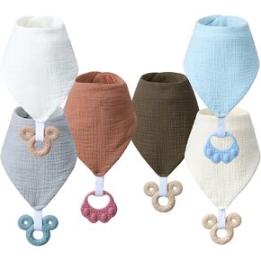 Baby Bandana Drool Bibs 6-pack - 100% Cotton Baby Bibs with Teether for Teething in Saudi Arabia