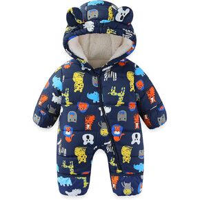 JiAmy Baby Snowsuit Baby Printed Winter Clothes With Flod-Over Girl Boy Hooded Outfits Jumpsuit Coat in Saudi Arabia