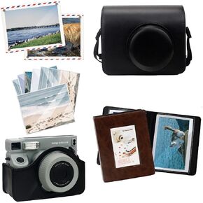 تلائم الكاميرا ل Fujifilm Instax Wide 400 ، حالة حماية من الجلد بو مع حزام كتف قابل للتعديل ، صورة صغيرة ، إطار صور مغناطيسي 5 بوصة وأكمام البطاقة in Kuwait