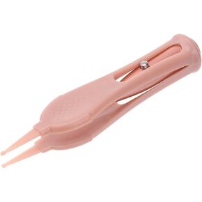 Tweezer Cleaning Clip with LED Light Skid Handle Nose Ear Navel Eye Cleaner for Care Stainless Steel Silicone Plastic Pink in Saudi Arabia