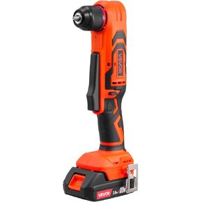 VEVOR Right Angle Drill, 3/8 Inch Chuck, 90 Degree Cordless Right Angle Drill with Brushless Motor, Battery, Charger, and Belt Clip, Adjustable Speed, for Fastening and Loosening in Tight Spaces in Kuwait